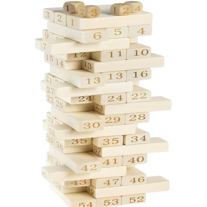 rayihni GIANT STACKING TOWER GAME WITH 54 WOODEN BLOCKS  FUN FAMILY & GROUP ACTIVITY FOR KIDS AND ADULTS  DURABLE WOOD PIECES FOR INDOOR OR OUTDOOR PLAY - Image 3